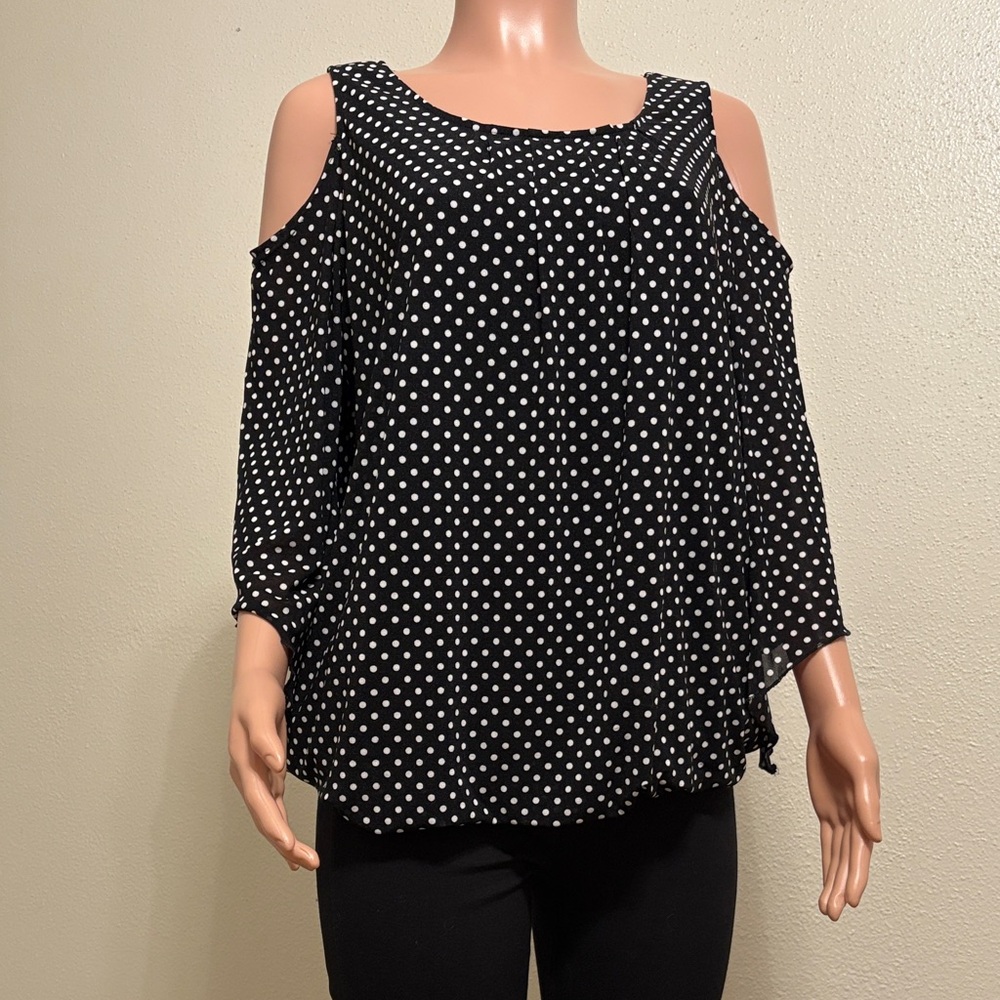 Elegant Black and White Polka Dot Blouse